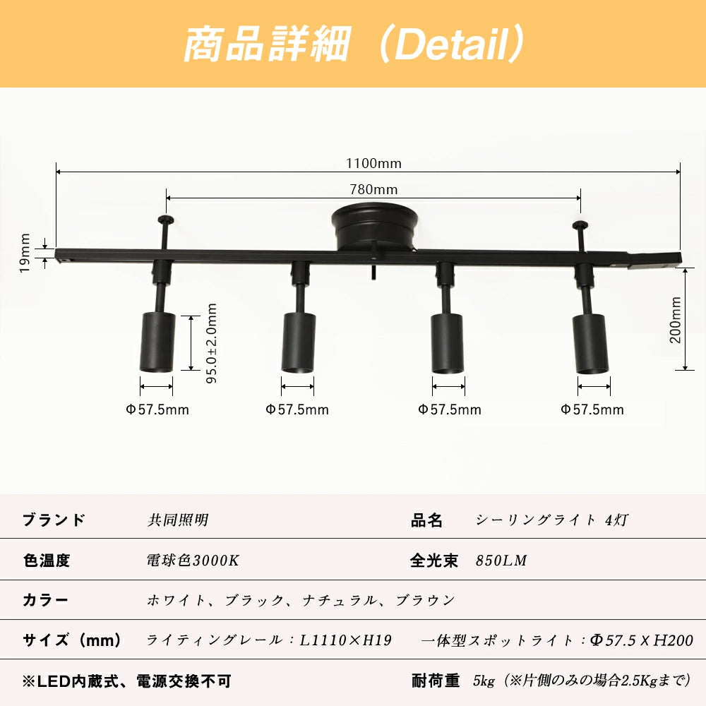 Spotlight | スポットライト 一体型【RAIL10W9W】