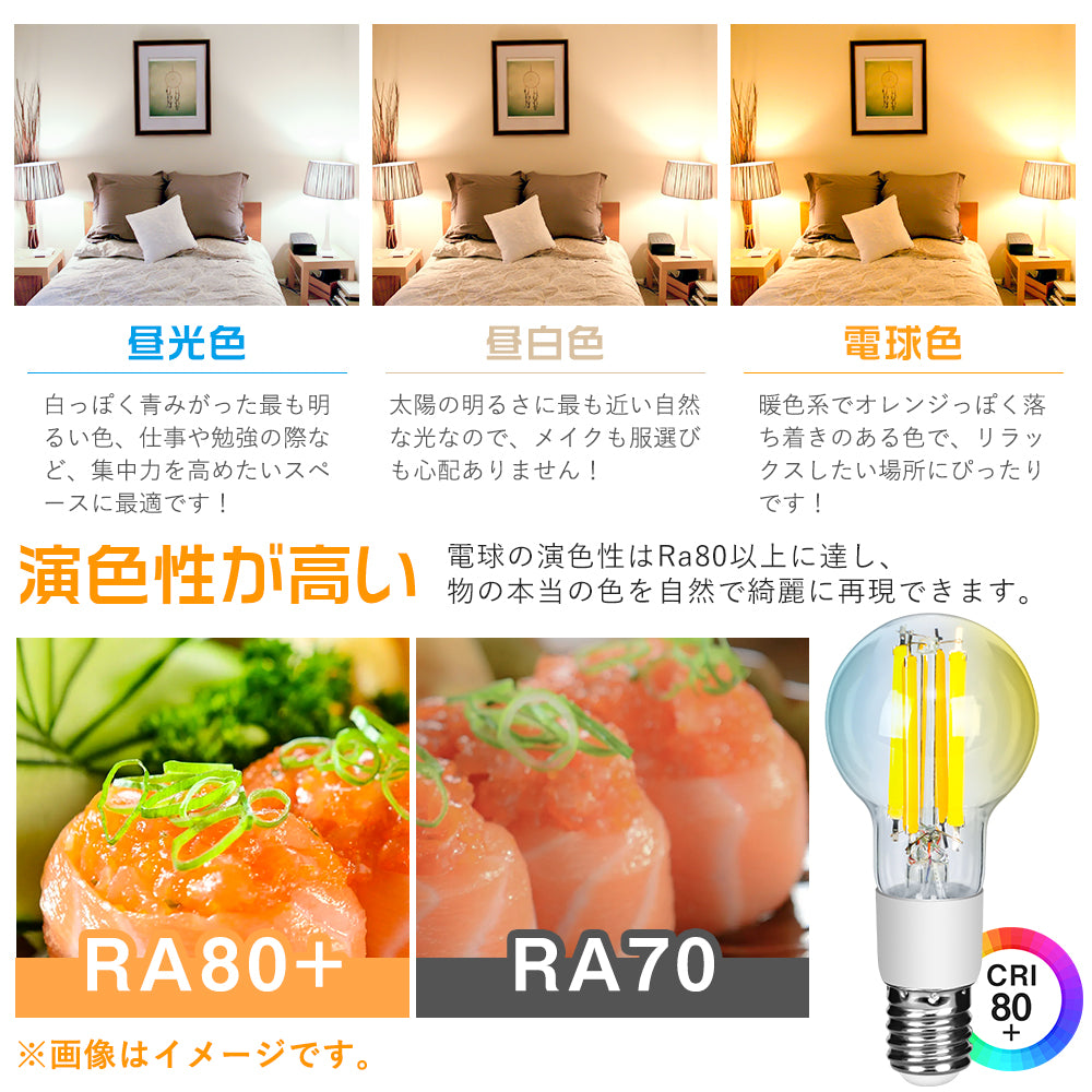【GT-B-A40-E17CT】LED電球 E17 フィラメント電球 40W形相当 調光調色 リモコン操作 エジソン電球 LEDランプ 440LM 広配光