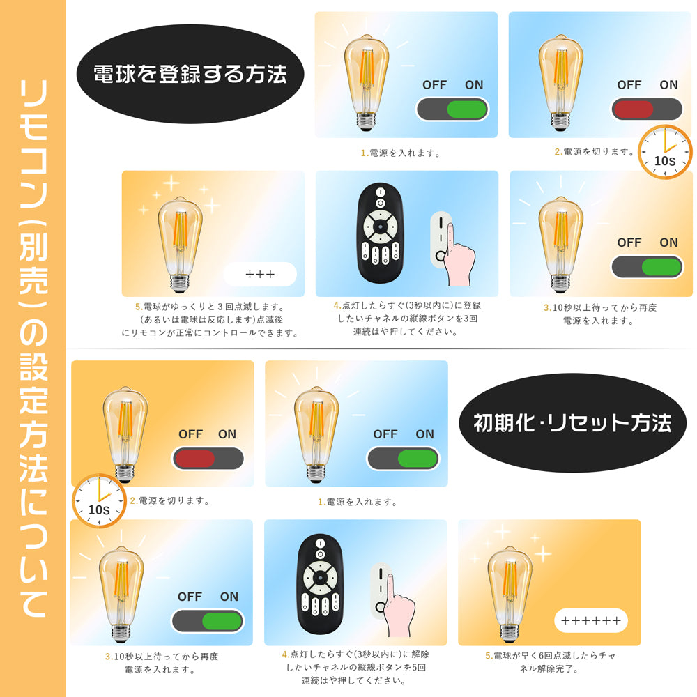 LEDフィラメント電球 60W形 E26 調光調色【GT-B-ST64-E26CT】