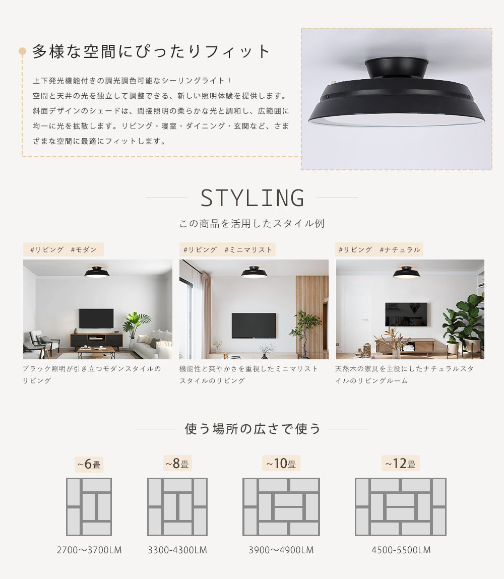 Ceiling Light | 一体型シーリングライト 1灯【GT-DOWN-55WCT】
