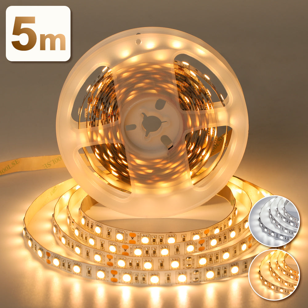 【GT-5050-300P-IP44】LEDテープライト 5m 電球色 昼光色 不防水 LEDテープ SMD5050 正面発光 間接照明 看板照明