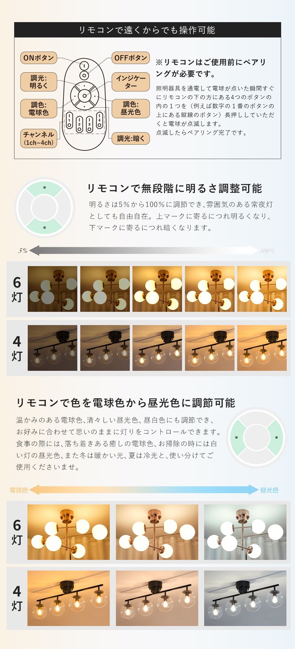Ceiling Light | シーリングライト 6灯 4灯【GT-DJ008】