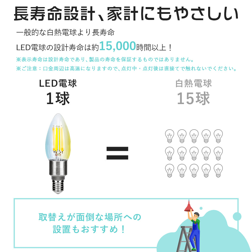 【GT-B-C35-E17CT】LED電球 E17 LEDシャンデリア電球 40W形相当 調光調色 リモコン操作 エジソン電球 LEDランプ 550LM 広配光