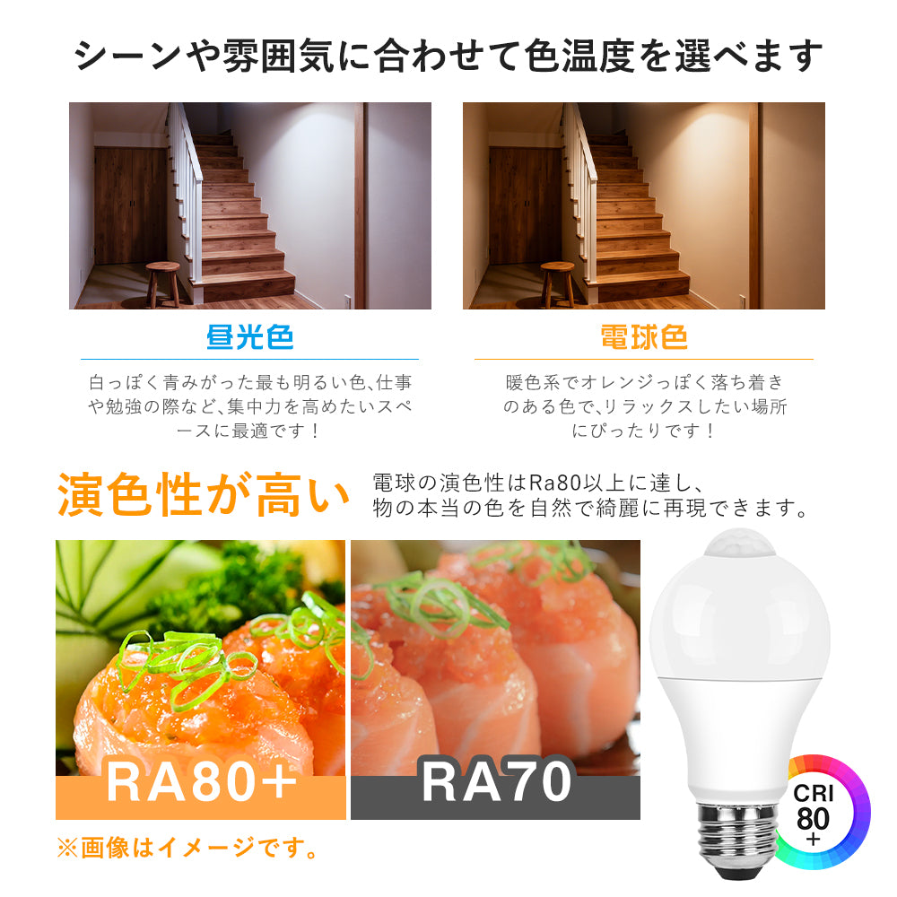 LED電球 60W形 E26 人感センサー【GT-B-R7-E26】