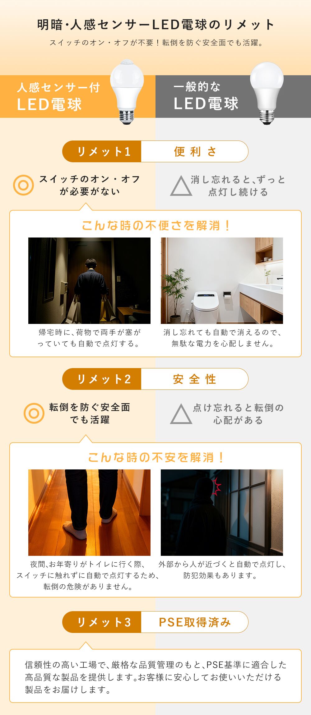 LED電球 60W形 E26 人感センサー【GT-B-R7-E26】