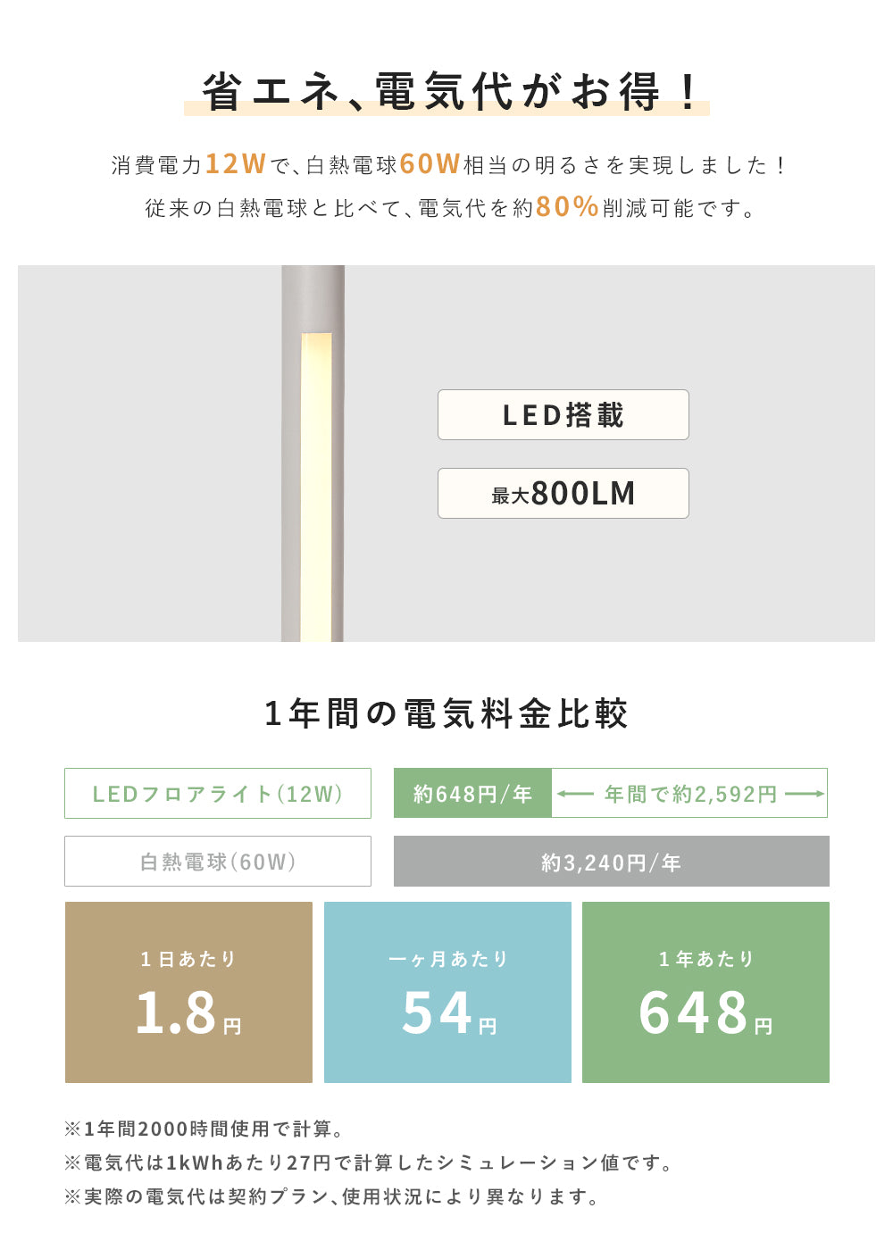 Floor Lamp | フロアライト 一体型【GT-FL002】