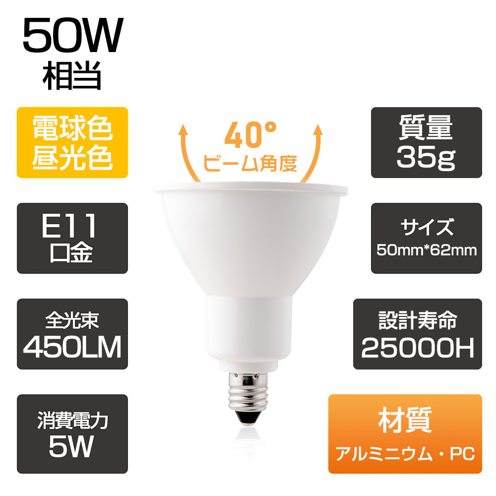 【GT-SP-6-E11】LEDスポットライト 60W形相当 E11 高輝度 LED電球 ダクトレール用 電球色 昼光色 黒 白 E11