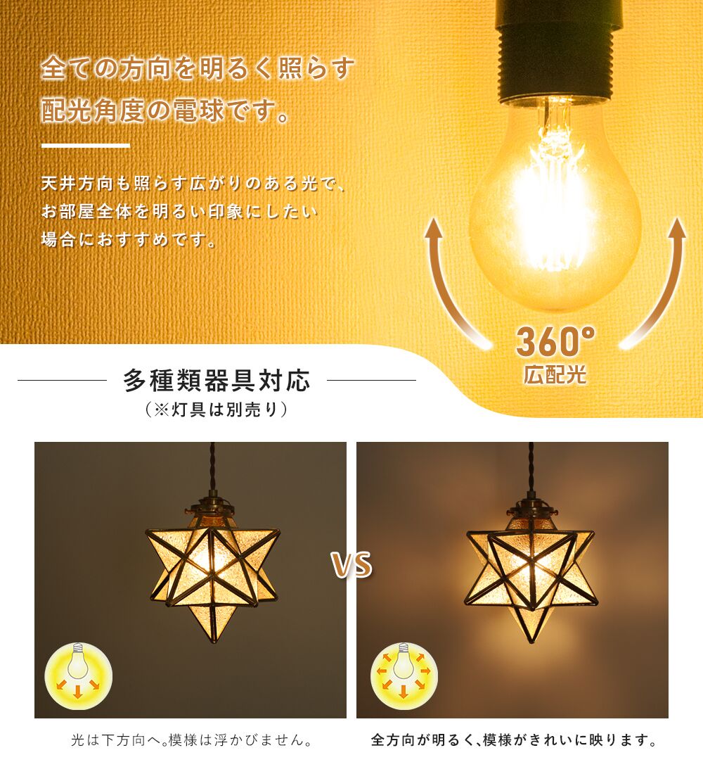LEDフィラメント電球 40W形 E26 電球色【GT-A60-T4W】