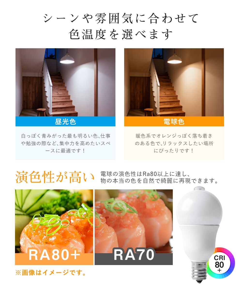LED電球 60W形 E26 人感センサー【GT-B-R7-E26】