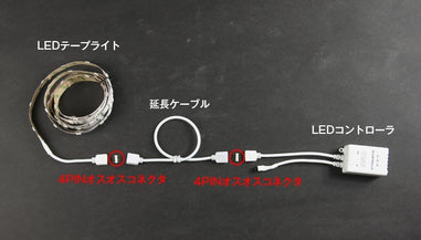 共同照明】LEDテープライト RGB 用 延長ケーブル(4Pin用) 1m 両側メス