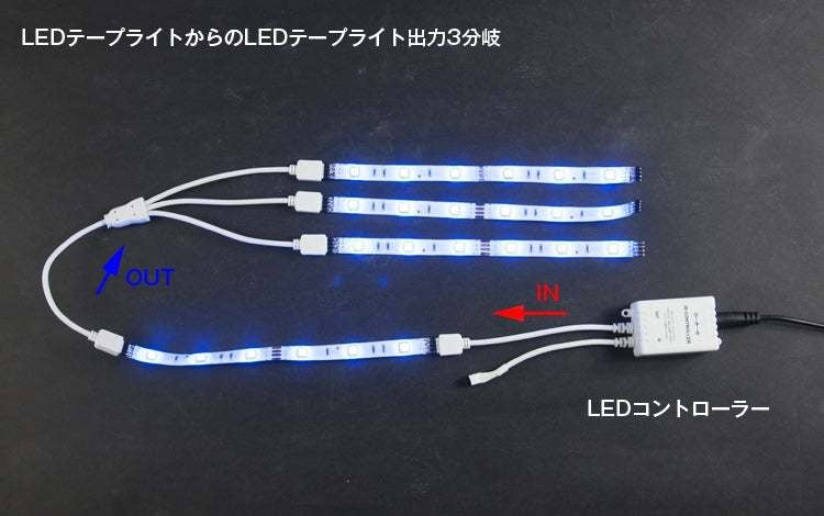 【GT-5050RGB-C】LEDテープライト RGB 用 分配ケーブル 4芯 28cm（ピン無し）分岐ケーブル